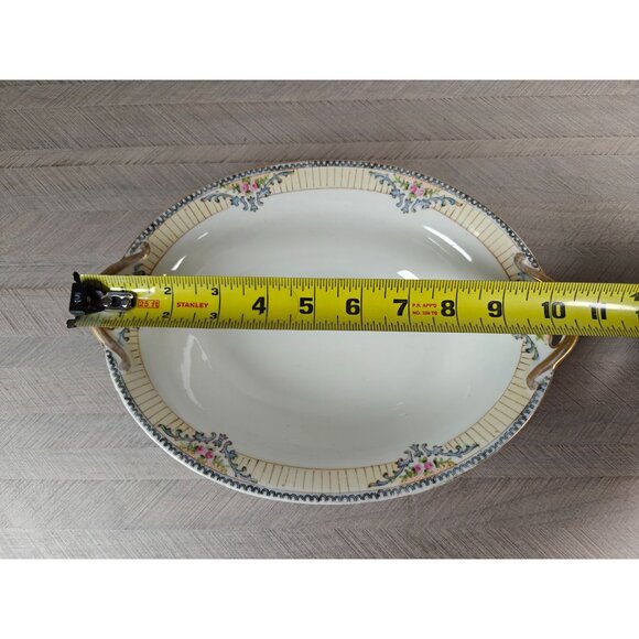 Noritake Japan Handled Oval Serving Bowl With Floral Design & Gold Trim - Picture 7 of 9